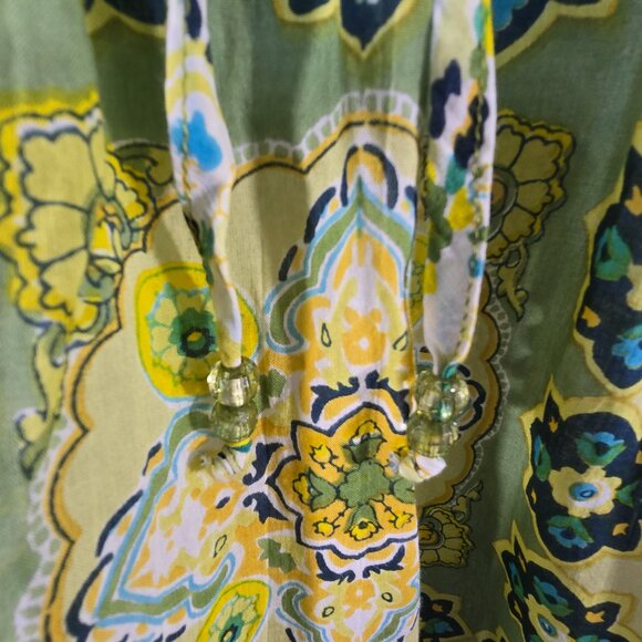 Bila Tunic Women's Size L Green Floral Paisley Bohemian Peasant Style (P-2) - Picture 3 of 9
